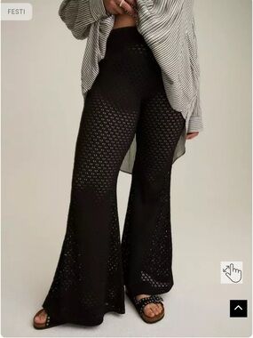 Black Crochet Flare Pants